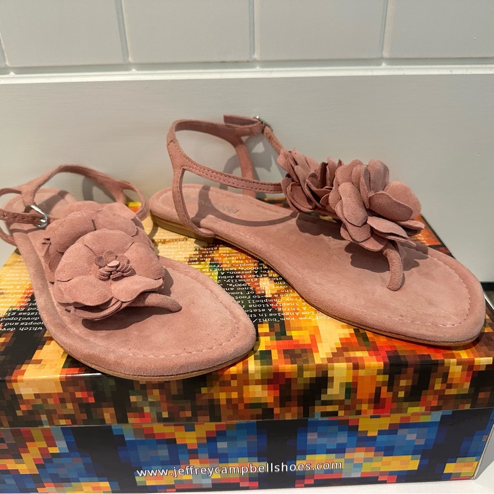 Jeffrey Campbell Joyous Light Pink Suede Sandals